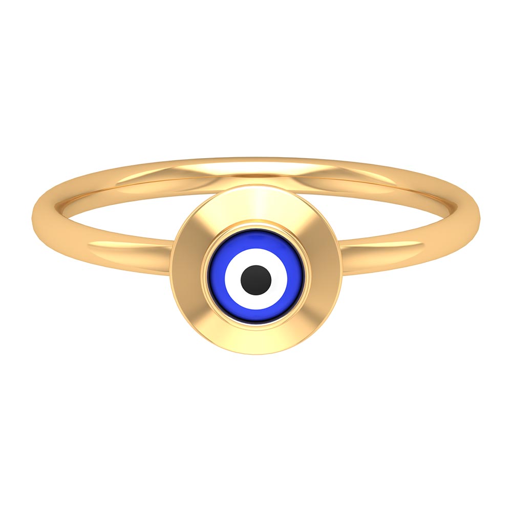 Enamel Evil Eye Gold Ring for Women 18K Yellow Gold - Rosec Jewels