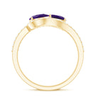 Rosec Jewels-Vintage Inspired Amethyst 2 Stone Bypass Engagement Ring with Diamond