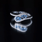 0.7 Carat Aquamarine Two Stone Engagement Ring with Diamond AAA - Rosec Jewels