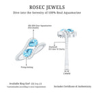0.7 Carat Aquamarine Two Stone Engagement Ring with Diamond AAA - Rosec Jewels