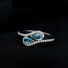 0.7 Carat Aquamarine Two Stone Engagement Ring with Diamond AAA - Rosec Jewels