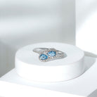 0.7 Carat Aquamarine Two Stone Engagement Ring with Diamond AAA - Rosec Jewels