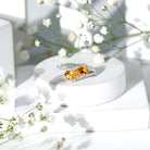 Pear Shape Citrine Two Stone Engagement Ring with Diamond AAA - Rosec Jewels