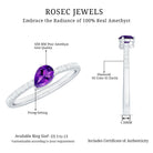 Rosec Jewels-Natural 1 Carat Pear Shaped Amethyst Engagement Ring with Diamond