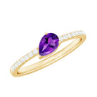 Rosec Jewels-Natural 1 Carat Pear Shaped Amethyst Engagement Ring with Diamond