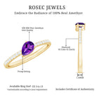Rosec Jewels-Natural 1 Carat Pear Shaped Amethyst Engagement Ring with Diamond