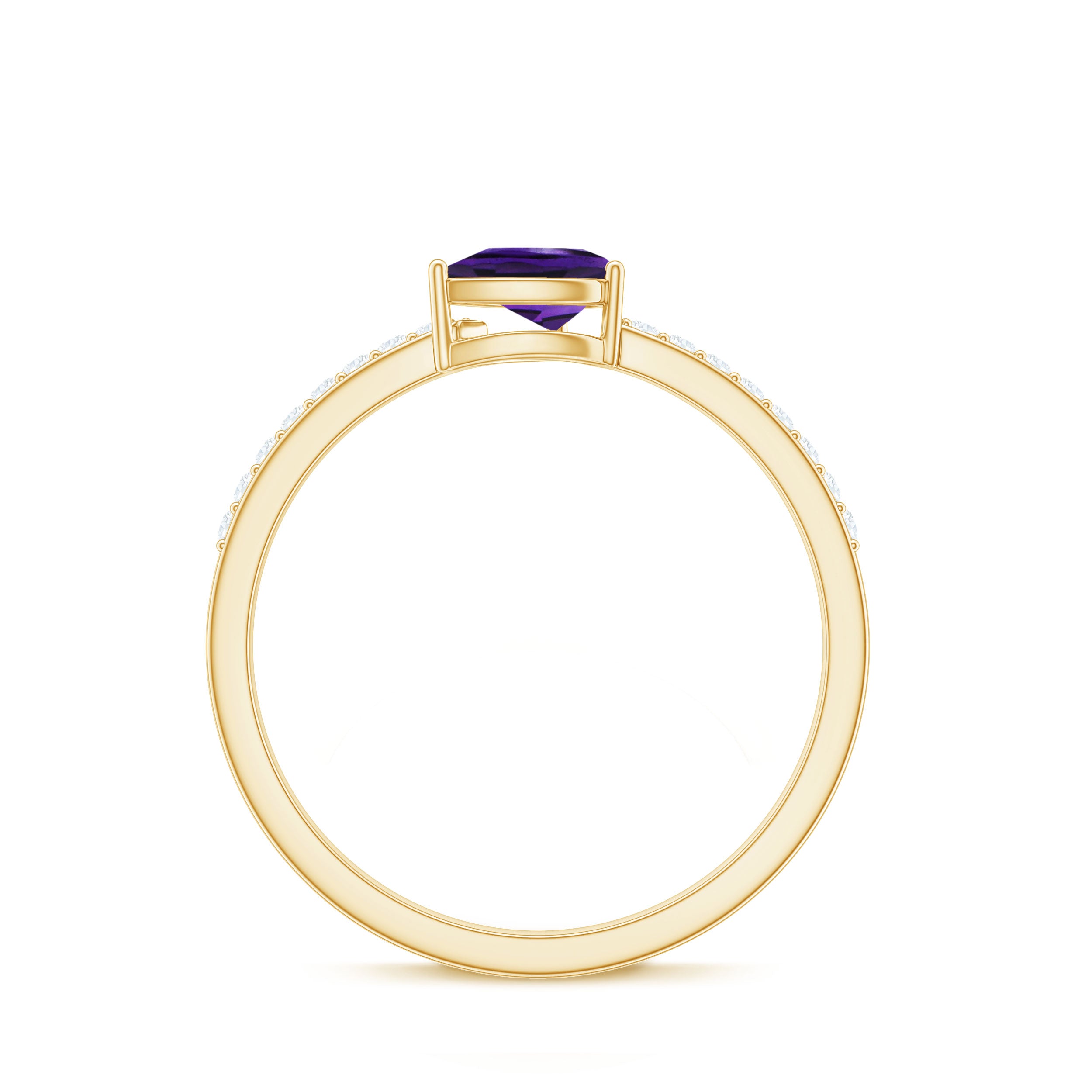 Rosec Jewels-Natural 1 Carat Pear Shaped Amethyst Engagement Ring with Diamond