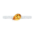 Natural Pear Shape Citrine Engagement Ring with Diamond AAA - Rosec Jewels