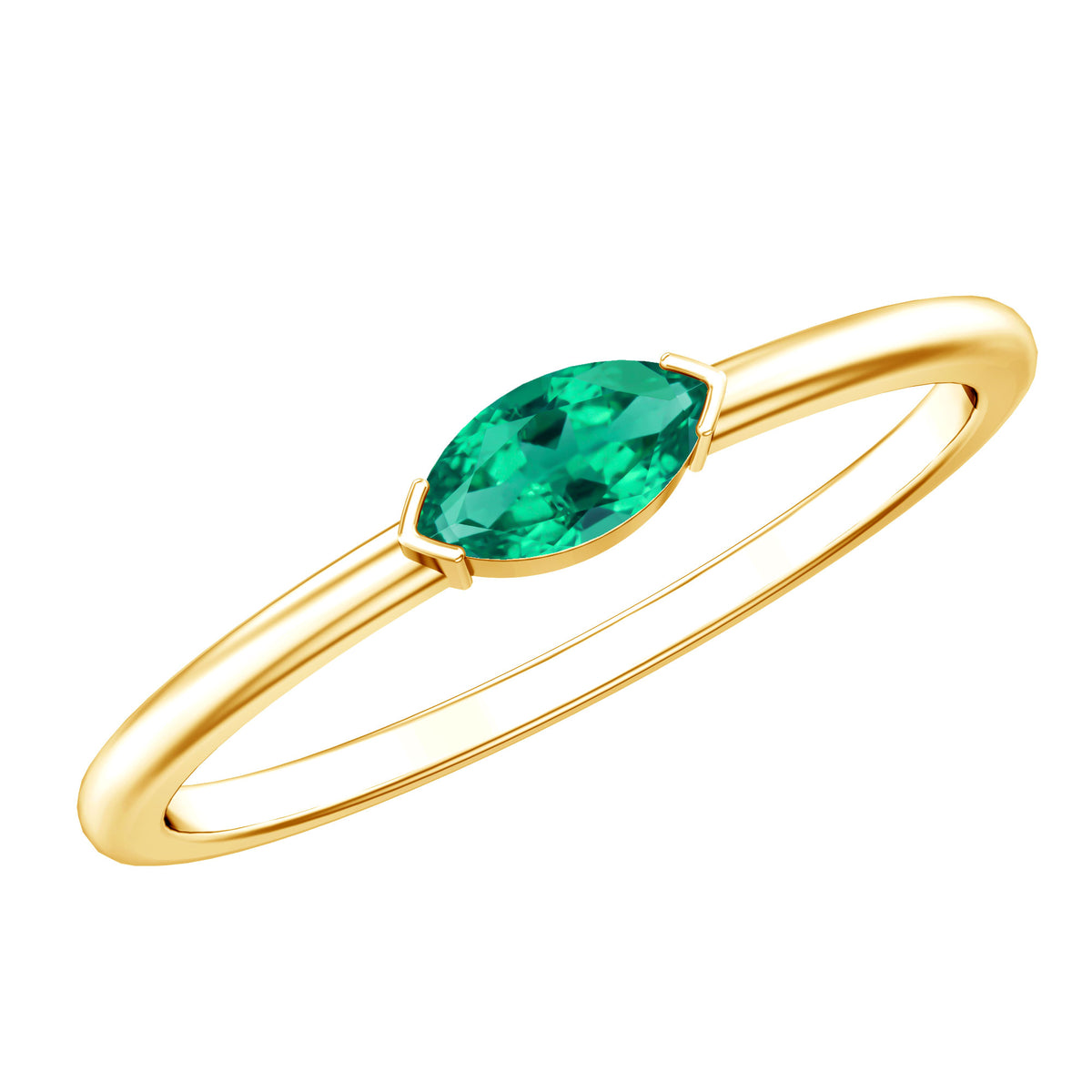 4X8 MM Marquise Lab Grown Emerald East West Promise Ring AAAA - Rosec Jewels