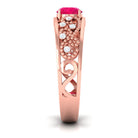 Natural 0.6 Carat Ruby Vintage Looking Engagement Ring with Diamond AAA - Rosec Jewels