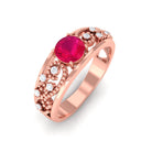 Natural 0.6 Carat Ruby Vintage Looking Engagement Ring with Diamond AAA - Rosec Jewels