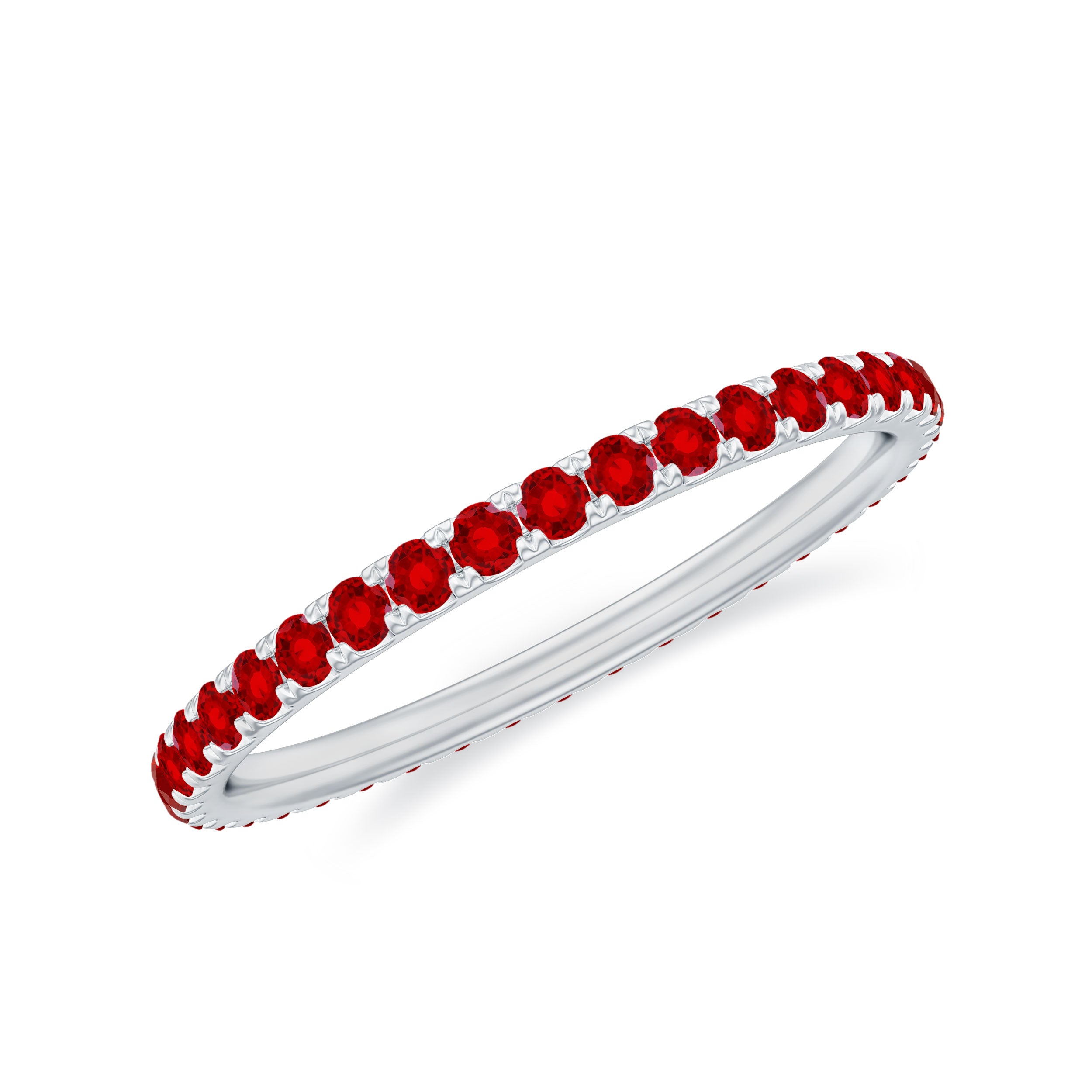 Rosec Jewels-French Pave Set Lab Grown Ruby Stackable Eternity Band