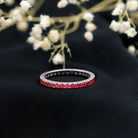 Rosec Jewels-French Pave Set Lab Grown Ruby Stackable Eternity Band