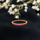 Rosec Jewels-French Pave Set Lab Grown Ruby Stackable Eternity Band