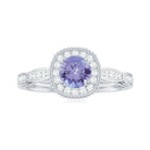 Vintage Style Tanzanite Engagement Ring with Diamond Halo for Women AAA - Rosec Jewels