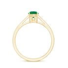 Genuine 5mm Emerald Solitaire Engagement Ring with Diamond Side Stones AAA - Rosec Jewels
