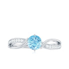 Real 0.8 Ct Aquamarine and Diamond Infinity Engagement Ring AAA - Rosec Jewels