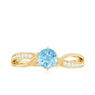 Real 0.8 Ct Aquamarine and Diamond Infinity Engagement Ring AAA - Rosec Jewels