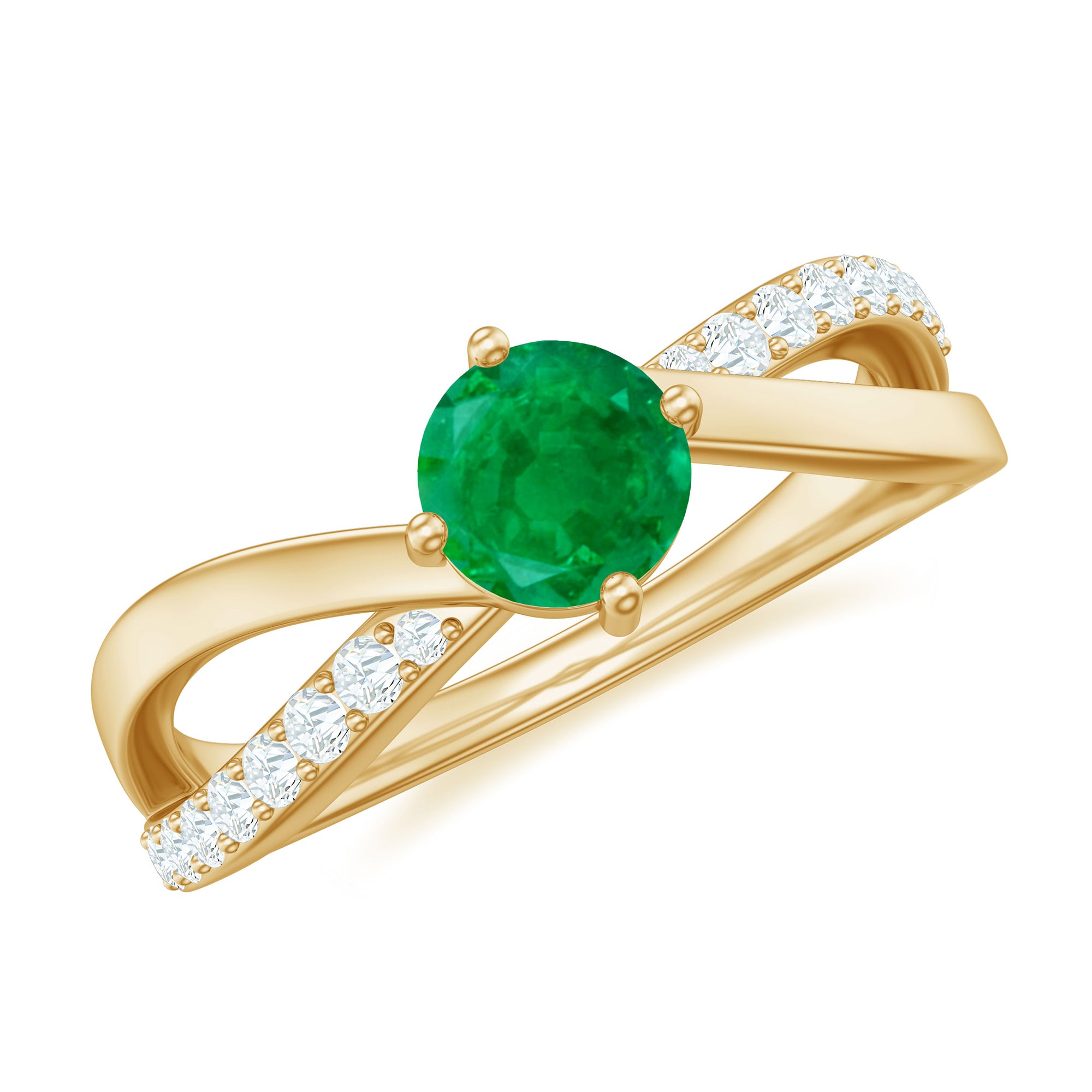 Rosec Jewels-Real Emerald Infinity Promise Ring with Diamond