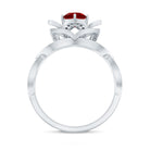 1.25 CT Created Ruby and Moissanite Flower Engagement Ring AAAA - Rosec Jewels
