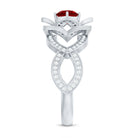 1.25 CT Created Ruby and Moissanite Flower Engagement Ring AAAA - Rosec Jewels