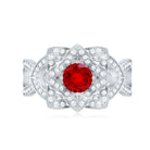 1.25 CT Created Ruby and Moissanite Flower Engagement Ring AAAA - Rosec Jewels