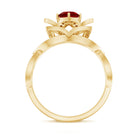 1.25 CT Created Ruby and Moissanite Flower Engagement Ring AAAA - Rosec Jewels