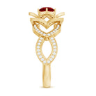 1.25 CT Created Ruby and Moissanite Flower Engagement Ring AAAA - Rosec Jewels