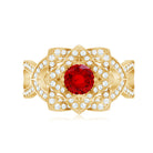 1.25 CT Created Ruby and Moissanite Flower Engagement Ring AAAA - Rosec Jewels