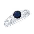 Certified 0.9 Carat Real Blue Sapphire and Diamond Vintage Looking Engagement Ring AAA - Rosec Jewels