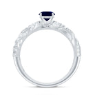Certified 0.9 Carat Real Blue Sapphire and Diamond Vintage Looking Engagement Ring AAA - Rosec Jewels