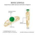 Rosec Jewels-Vintage Looking Emerald and Diamond Engagement Ring for Women