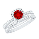 Rosec Jewels-Vintage Inspired Created Ruby and Diamond Wedding Band Ring