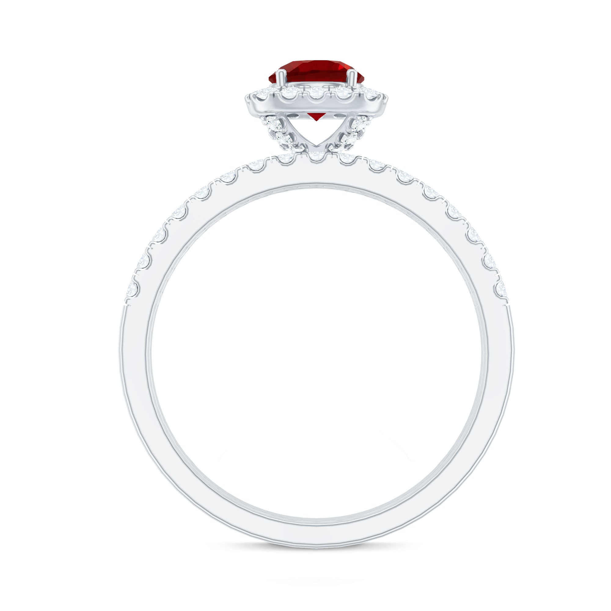 Vintage Inspired Created Ruby and Diamond Wedding Band Ring AAAA - Rosec Jewels