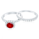 Vintage Inspired Created Ruby and Diamond Wedding Band Ring AAAA - Rosec Jewels
