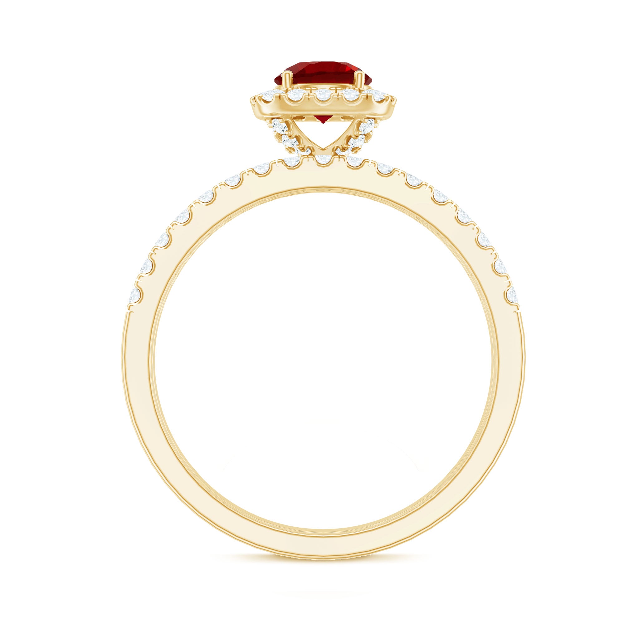 Vintage Inspired Created Ruby and Diamond Wedding Band Ring AAAA - Rosec Jewels