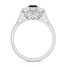 Vintage Looking Garnet Engagement Ring in Bezel Setting AAA - Rosec Jewels