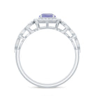 Rosec Jewels-Tanzanite Vintage Looking Engagement Ring with Diamond Halo