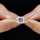 Tanzanite and Diamond Engagement Ring with Milgrain Details Tanzanite - ( AAA ) - Quality - Rosec Jewels