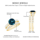 8mm Round London Blue Topaz Solitaire Rings Set with Moissanite Band AAA - Rosec Jewels
