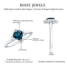 2 Carat Heart London Blue Topaz Engagement Ring with Diamond AAA - Rosec Jewels