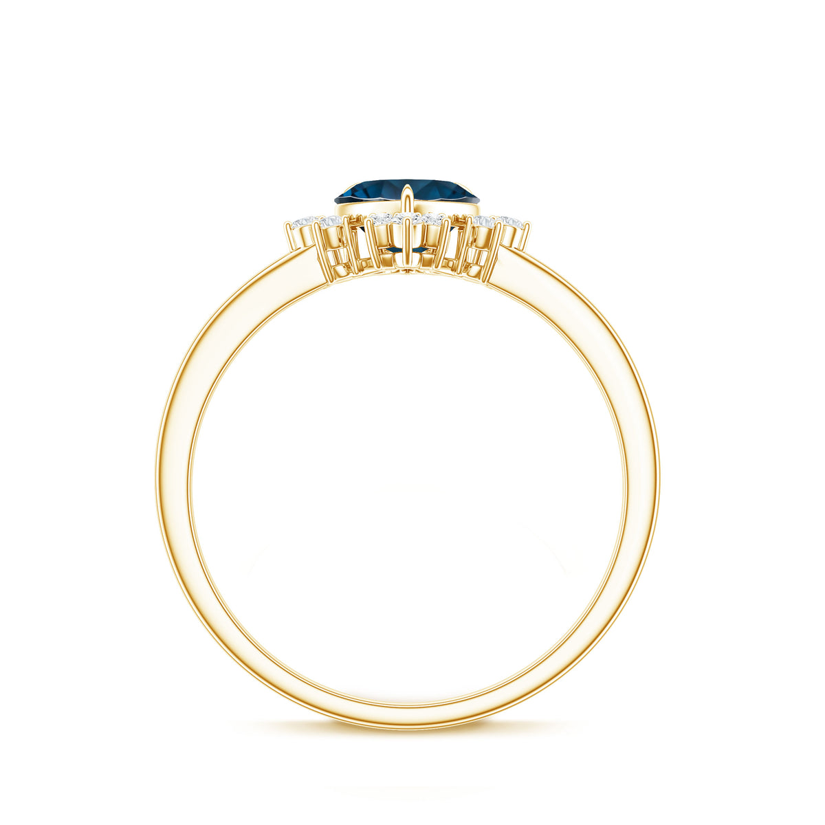 2 Carat Heart London Blue Topaz Engagement Ring with Diamond AAA - Rosec Jewels