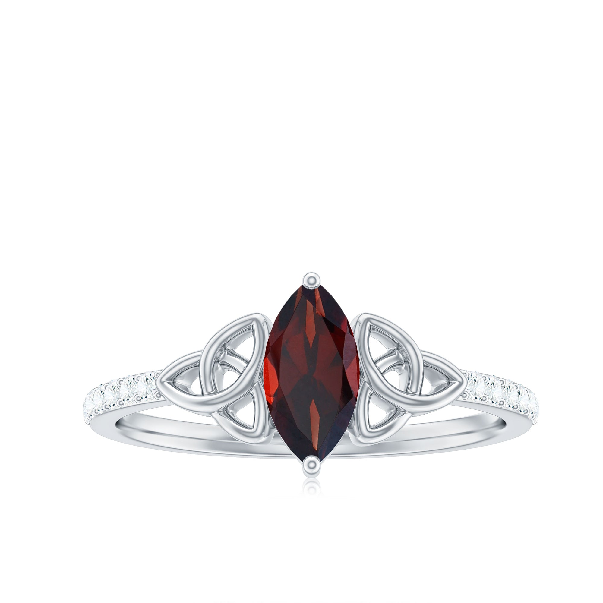 Rosec Jewels-Real Garnet Diamond Marquise Engagement Ring with Celtic Knot