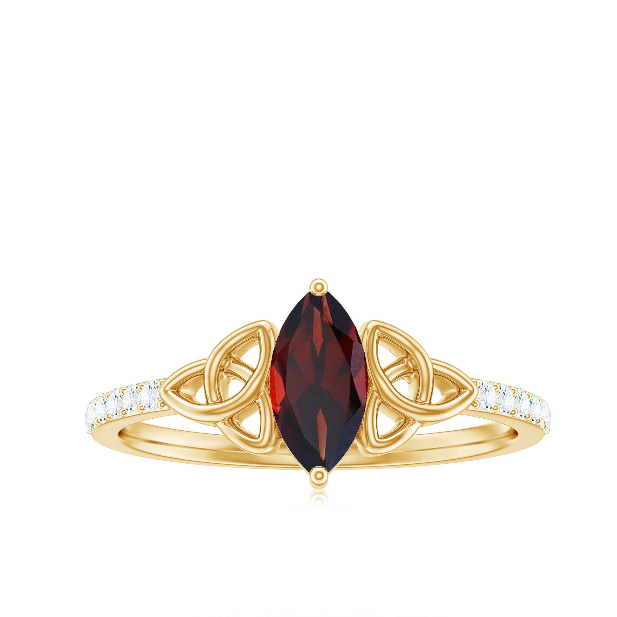 Rosec Jewels-Real Garnet Diamond Marquise Engagement Ring with Celtic Knot