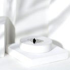 0.8 Carat Lab Grown Black and White Diamond Marquise Engagement Ring with Celtic Knot AAAA ( Synthetic ) - Rosec Jewels