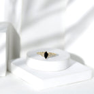 0.8 Carat Lab Grown Black and White Diamond Marquise Engagement Ring with Celtic Knot AAAA ( Synthetic ) - Rosec Jewels