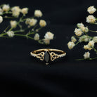 0.8 Carat Lab Grown Black and White Diamond Marquise Engagement Ring with Celtic Knot AAAA ( Synthetic ) - Rosec Jewels