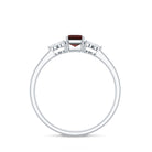 Certified Natural Garnet Emerald Cut Engagement Ring With Diamond Trio AAA - Rosec Jewels