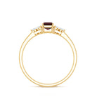 Certified Natural Garnet Emerald Cut Engagement Ring With Diamond Trio AAA - Rosec Jewels