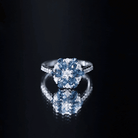 Natural London Blue Topaz Flower Engagement Ring with Diamond AAA - Rosec Jewels